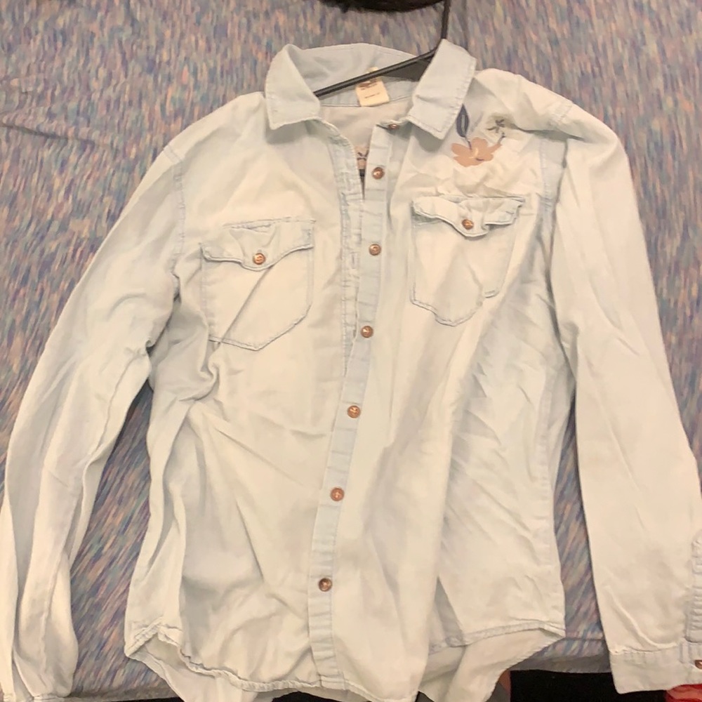 Blue Jean Floral Button Down